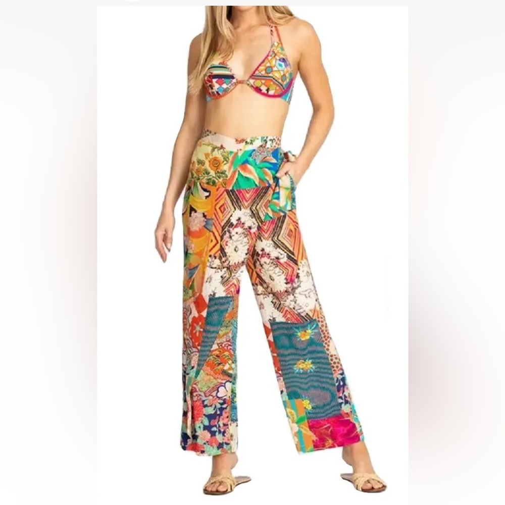 Johnny Was Side Tie Rayon Print Pants
